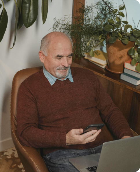 Man looking at his mobile phone
