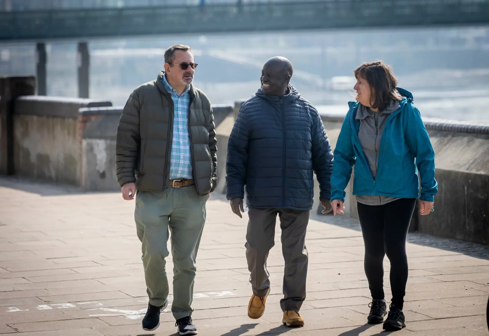 Three people walking