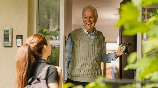 Carer walking into the door