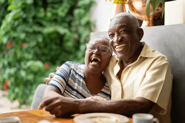 A couple laughing together