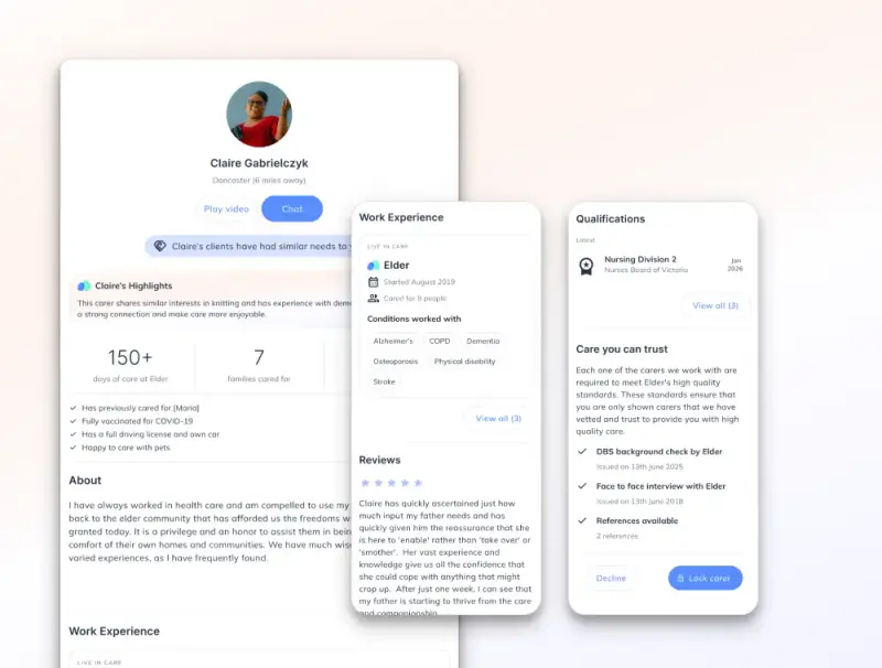 Carer profile on MyElder