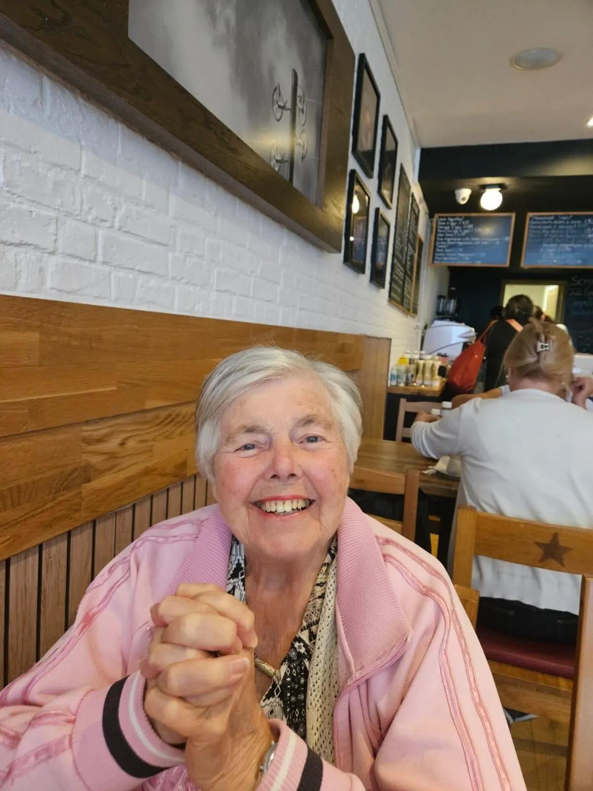 Sheila at her favourite cafe