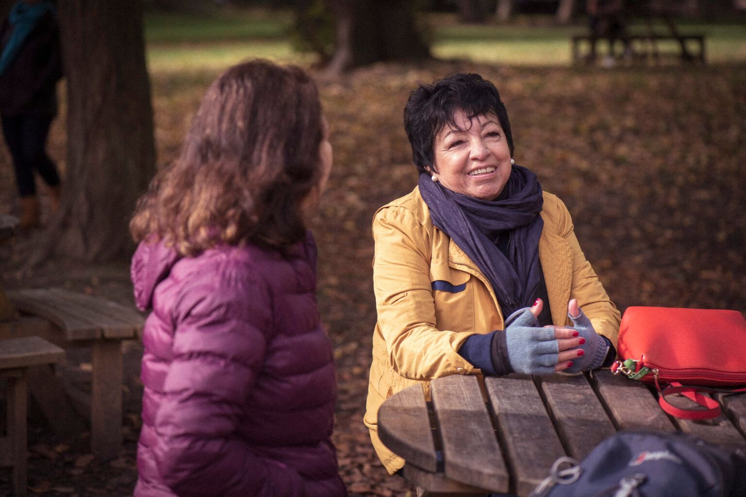 Women chatting in a park