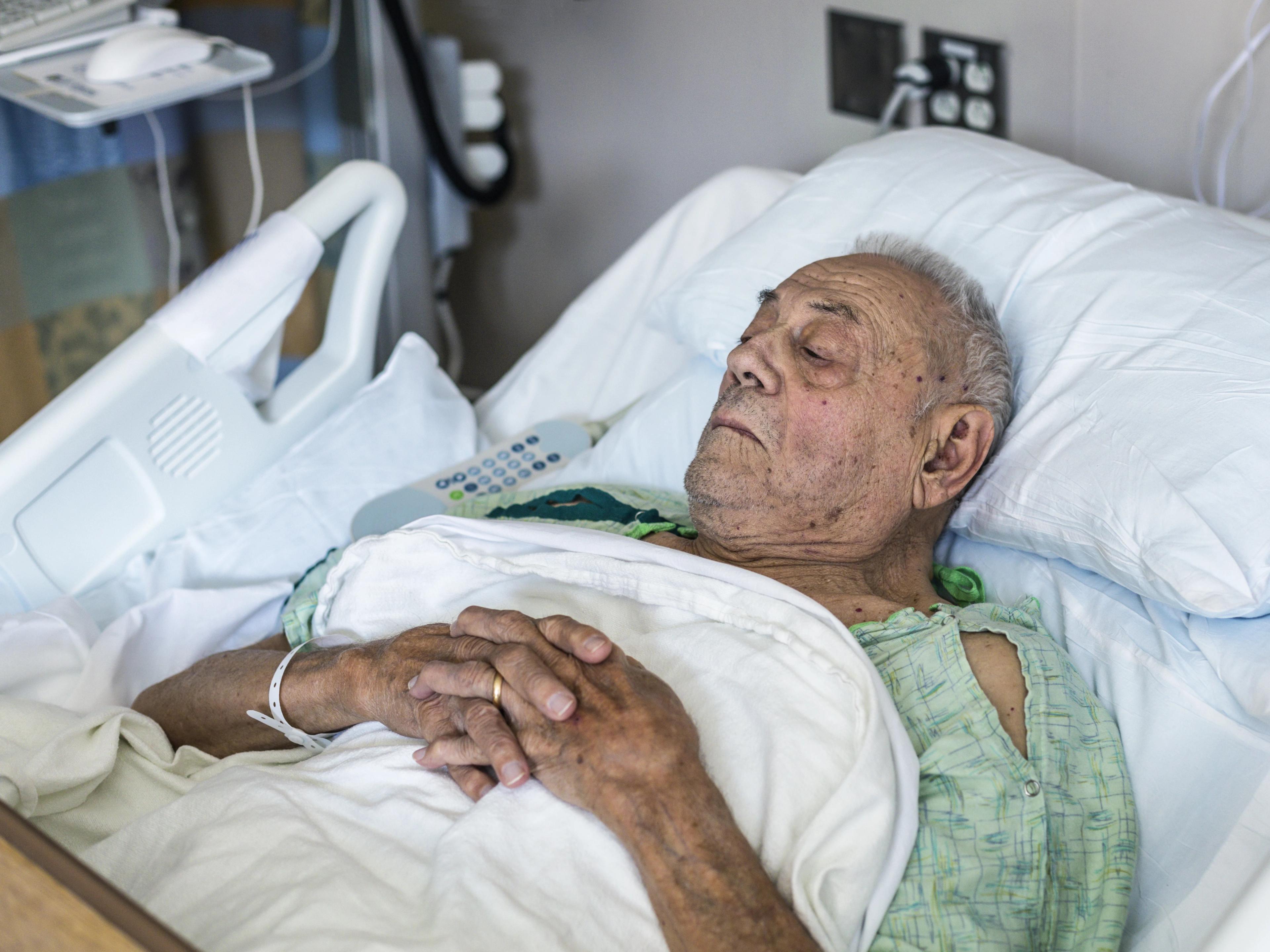 elderly man in hospital