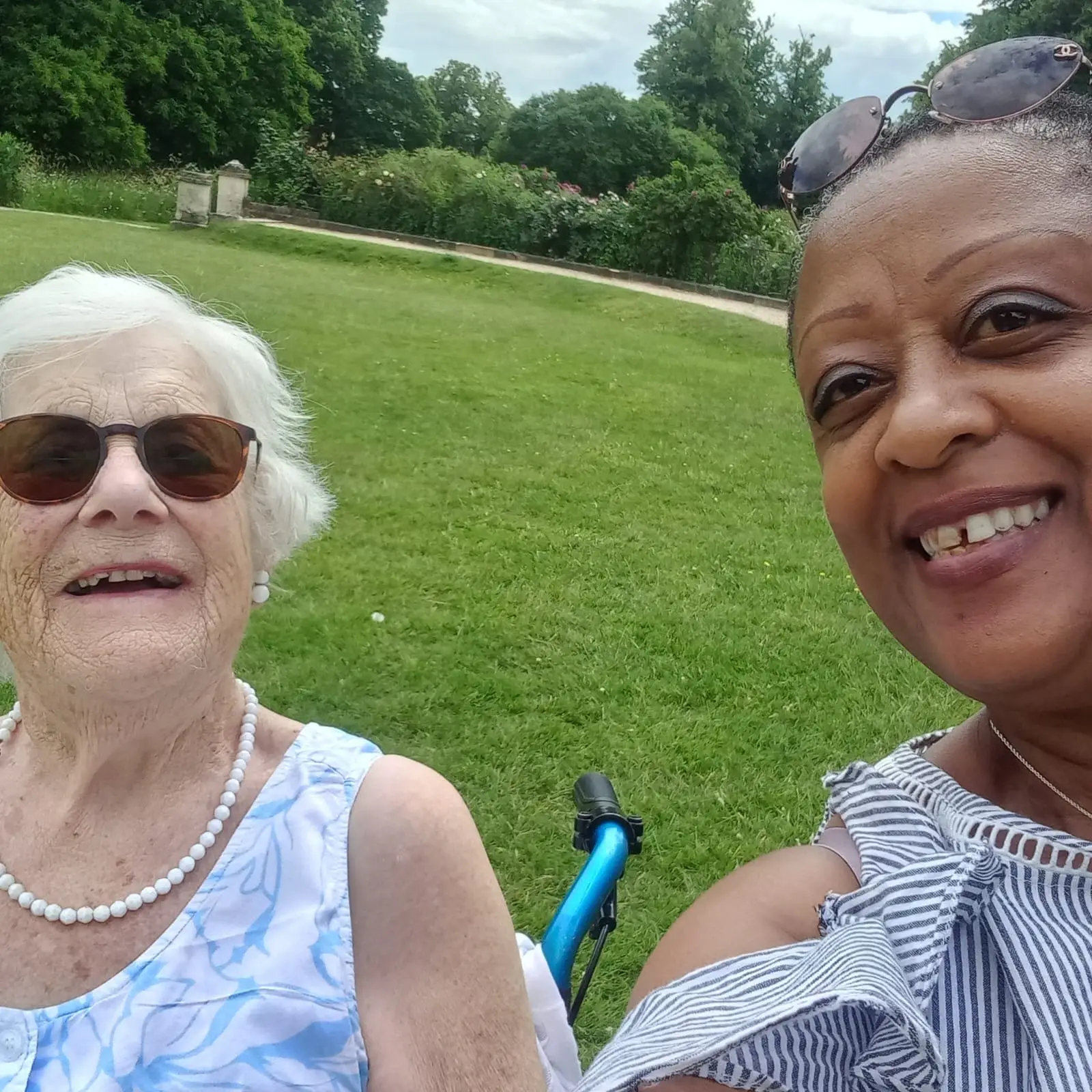 Pat and her carer Lorraine in the park
