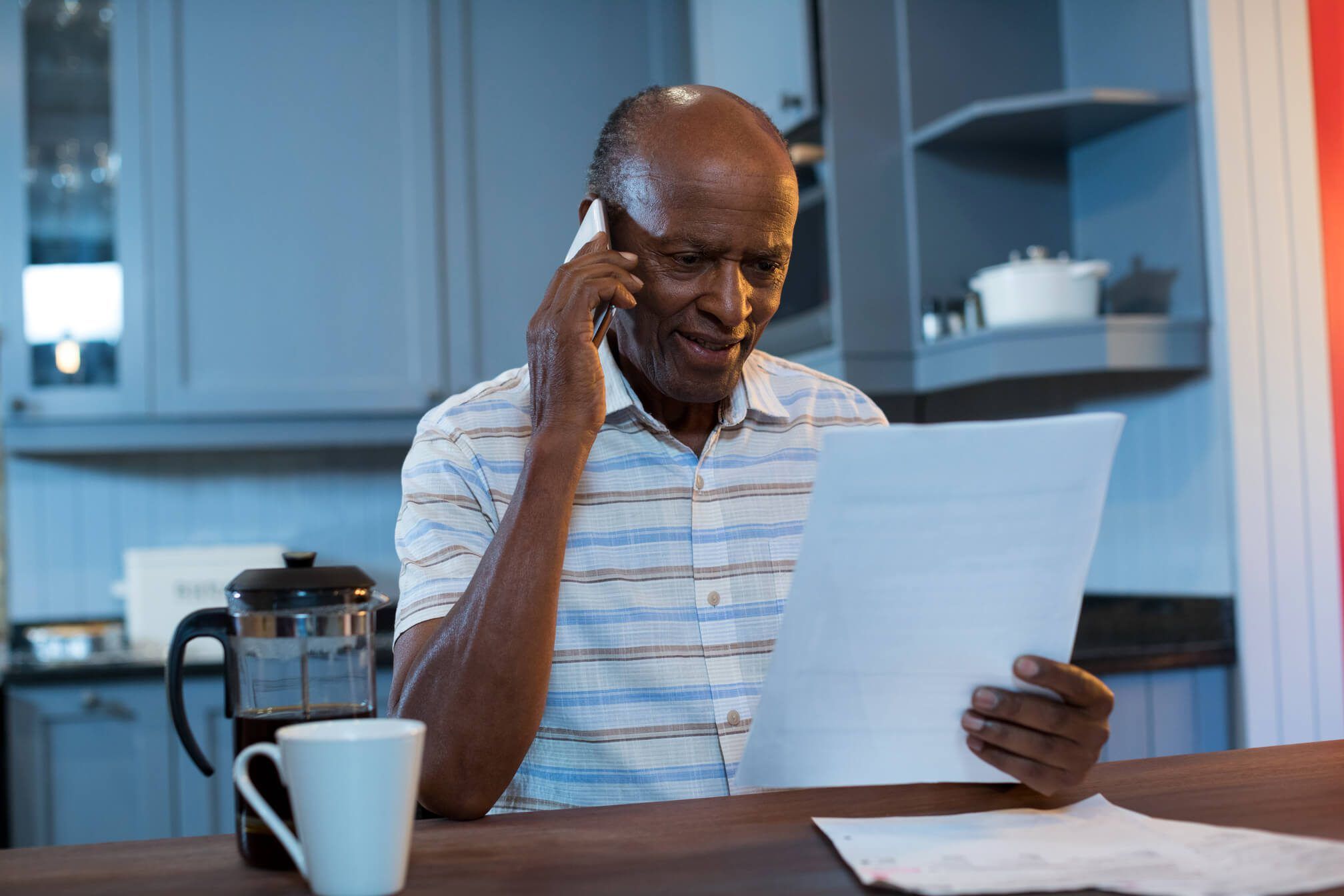 Carer speaking on the phone