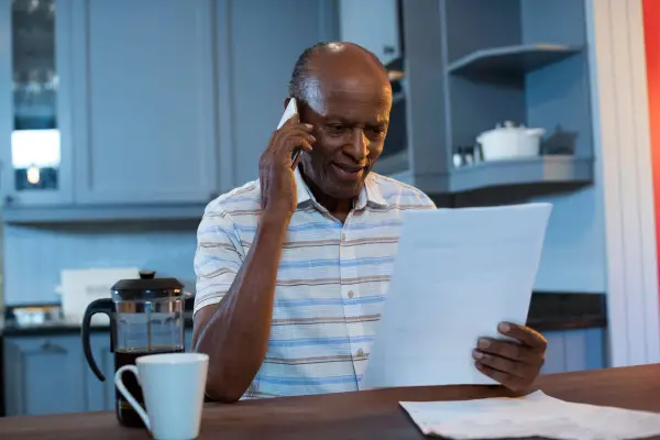 Carer speaking on the phone