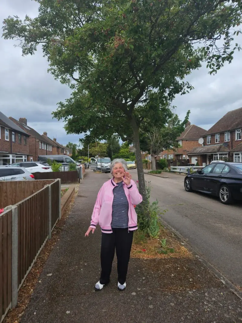 Sheila on her daily walk