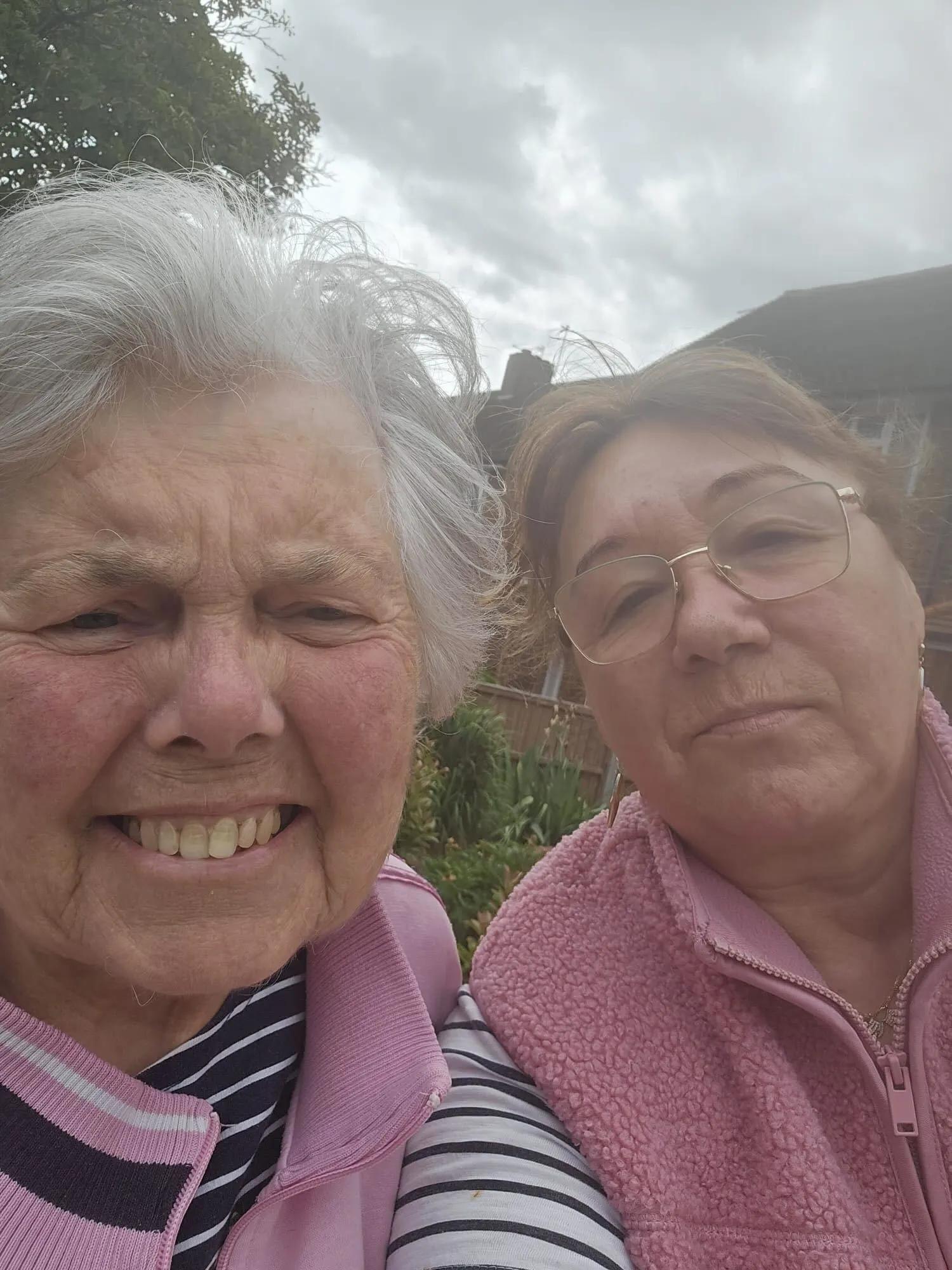 Sheila and her carer Daniela taking a selfie