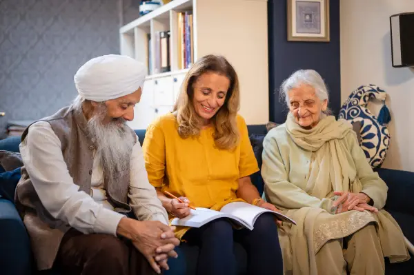 Family taking notes together