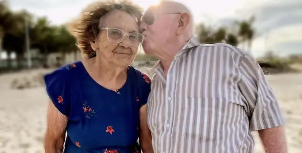 Elderly couple on the beach