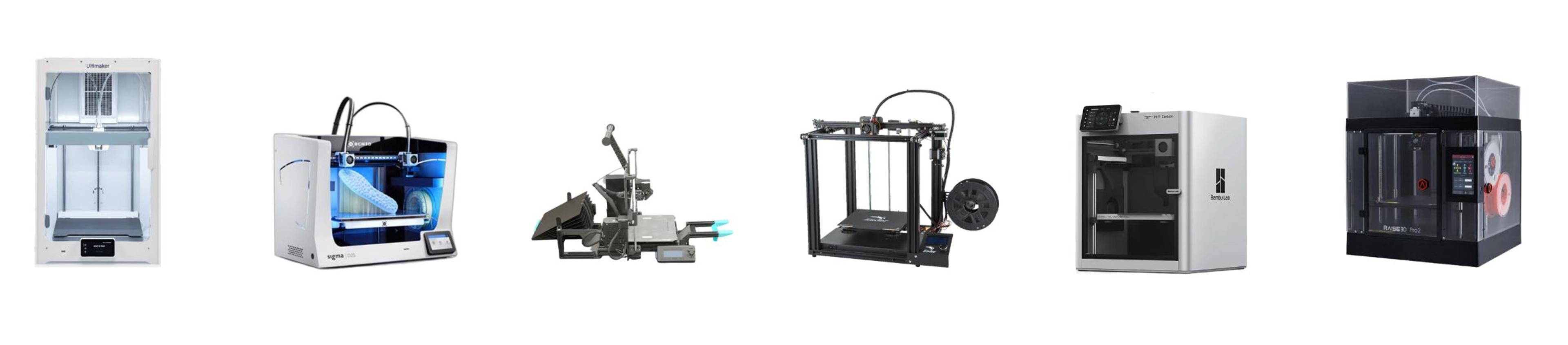 Different models of 3D printers