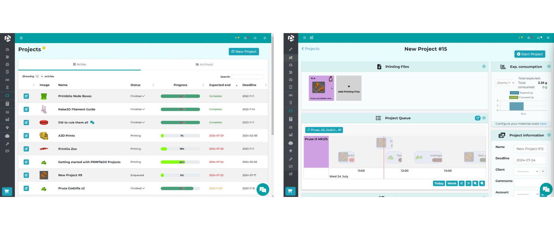 Print&Go interfaces