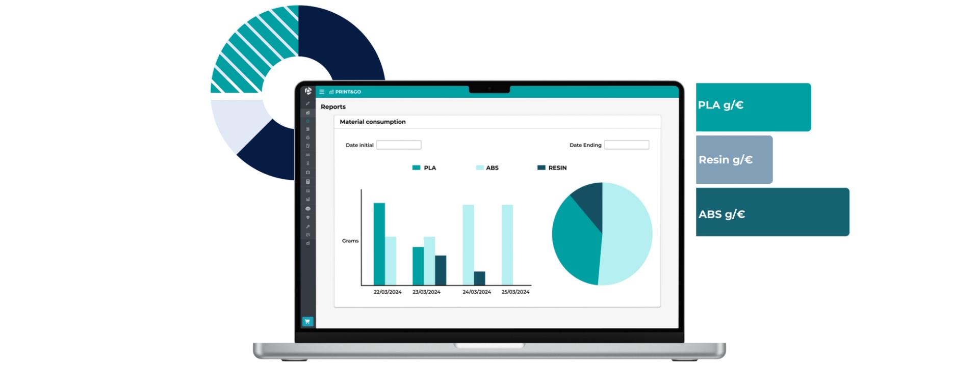 Print&go 3d prtinting reports screenshots