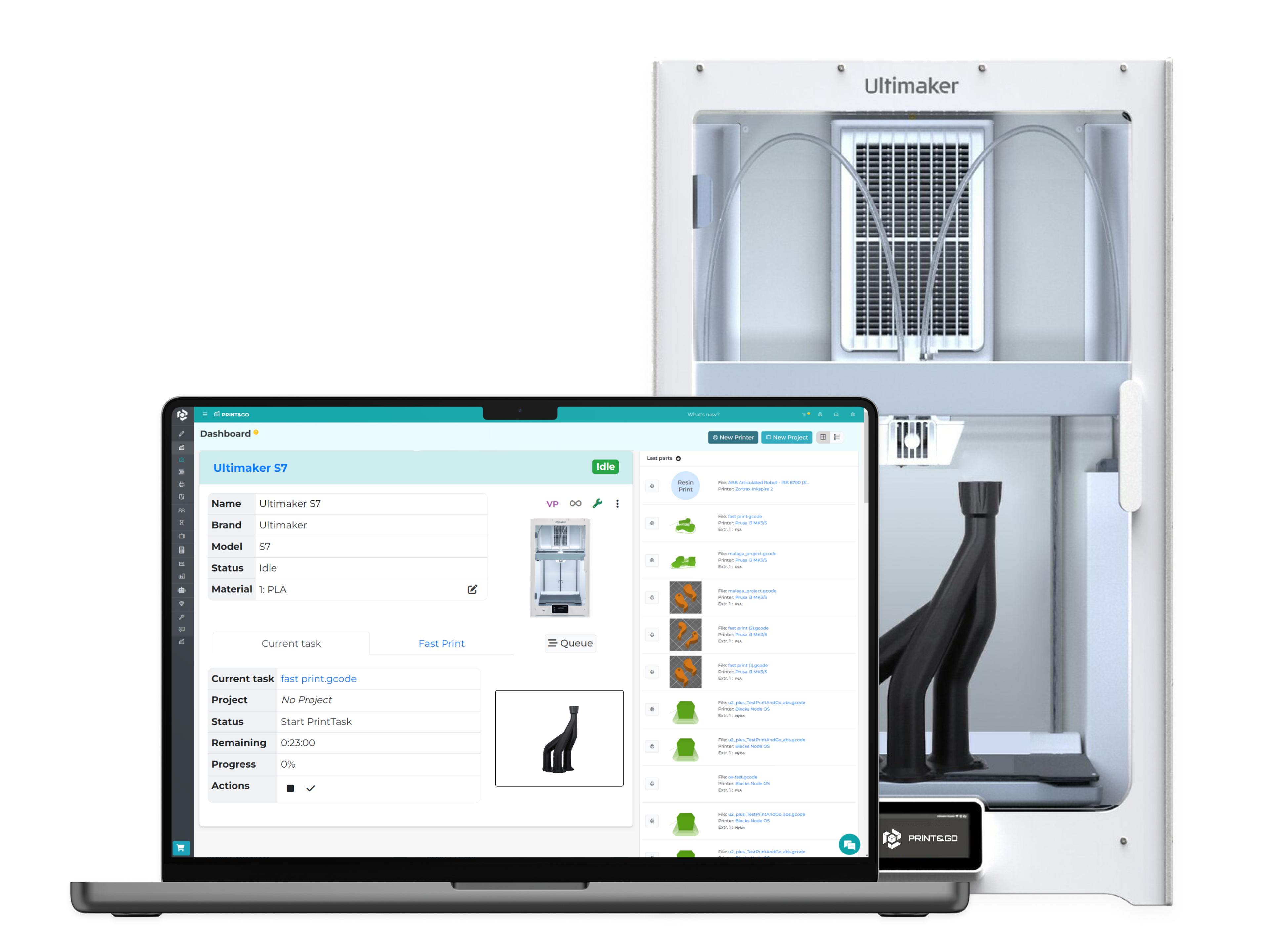 Ultimaker s7 monitoring by print&go