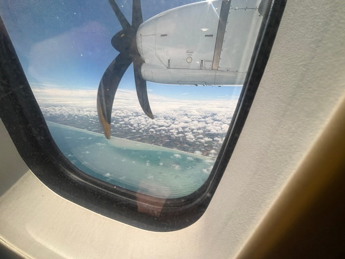 Our third plane of the day! We're in a little turbo-prop from Christchurch to Invercargill!