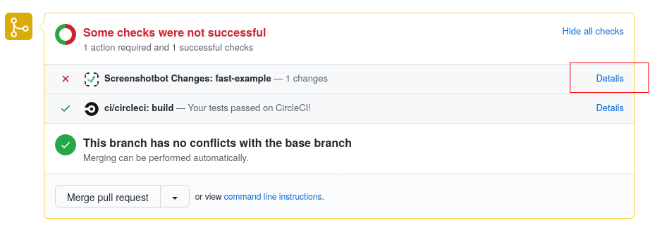An image showing how Screenshotbot notifications look like on Github