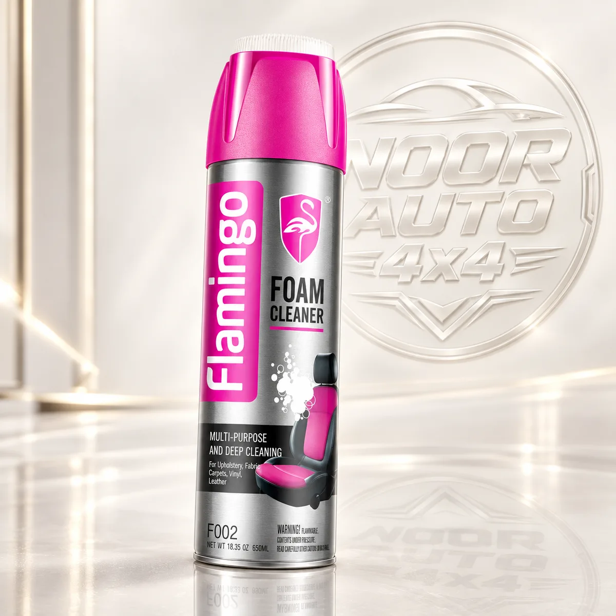 Flamingo Multi-Purpose Foam Cleaner can, angled view