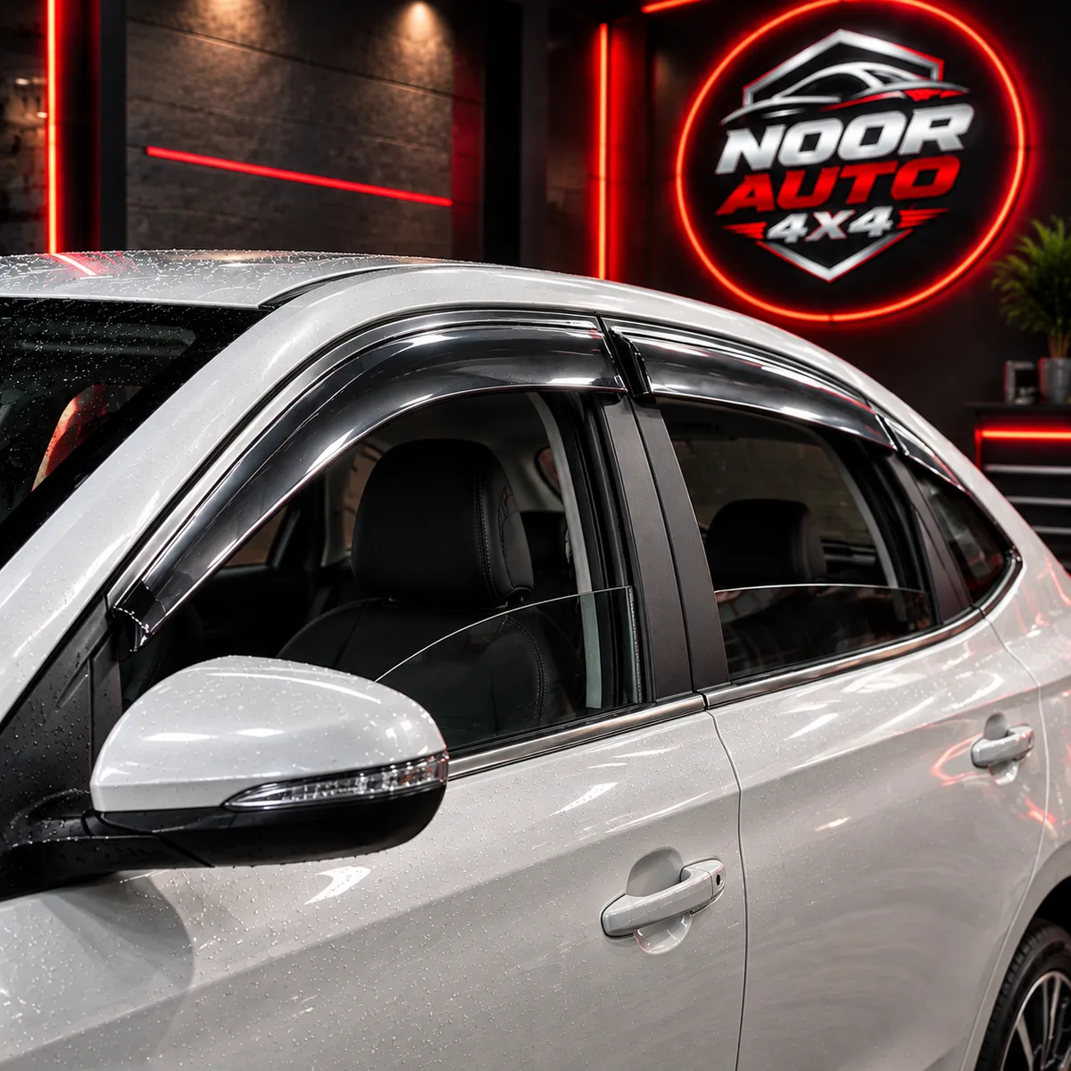 Example of TXR chrome air press sun visors fitted on car door windows