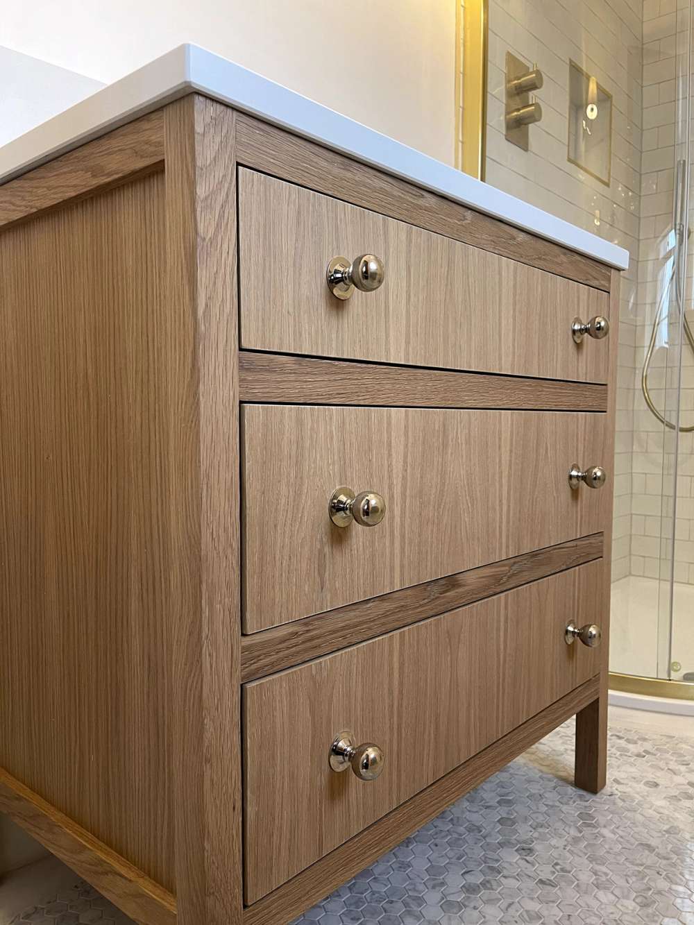 Custom Vanity Unit 80cm - Solid Oak