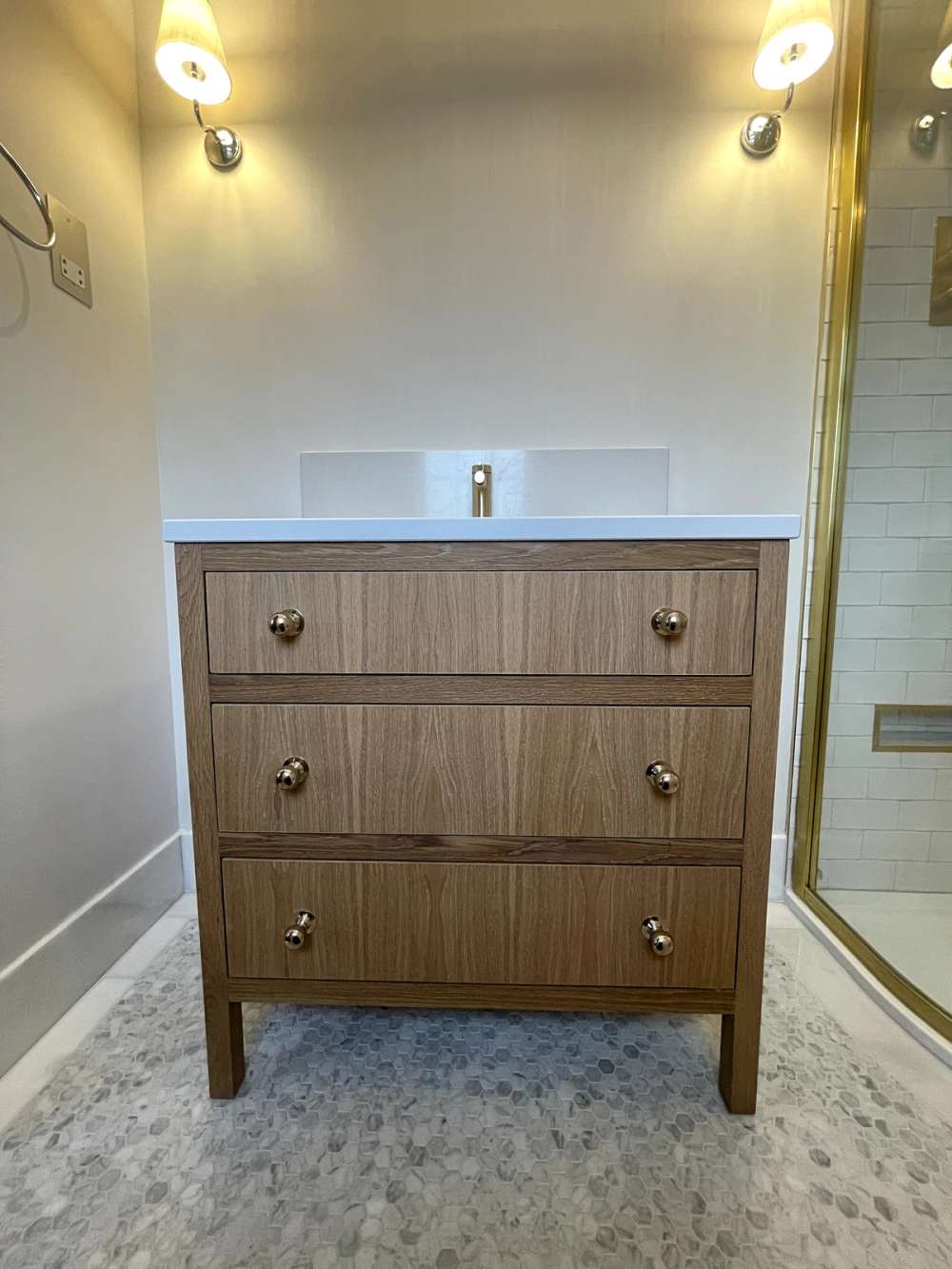 Custom Vanity Unit 80cm - Solid Oak
