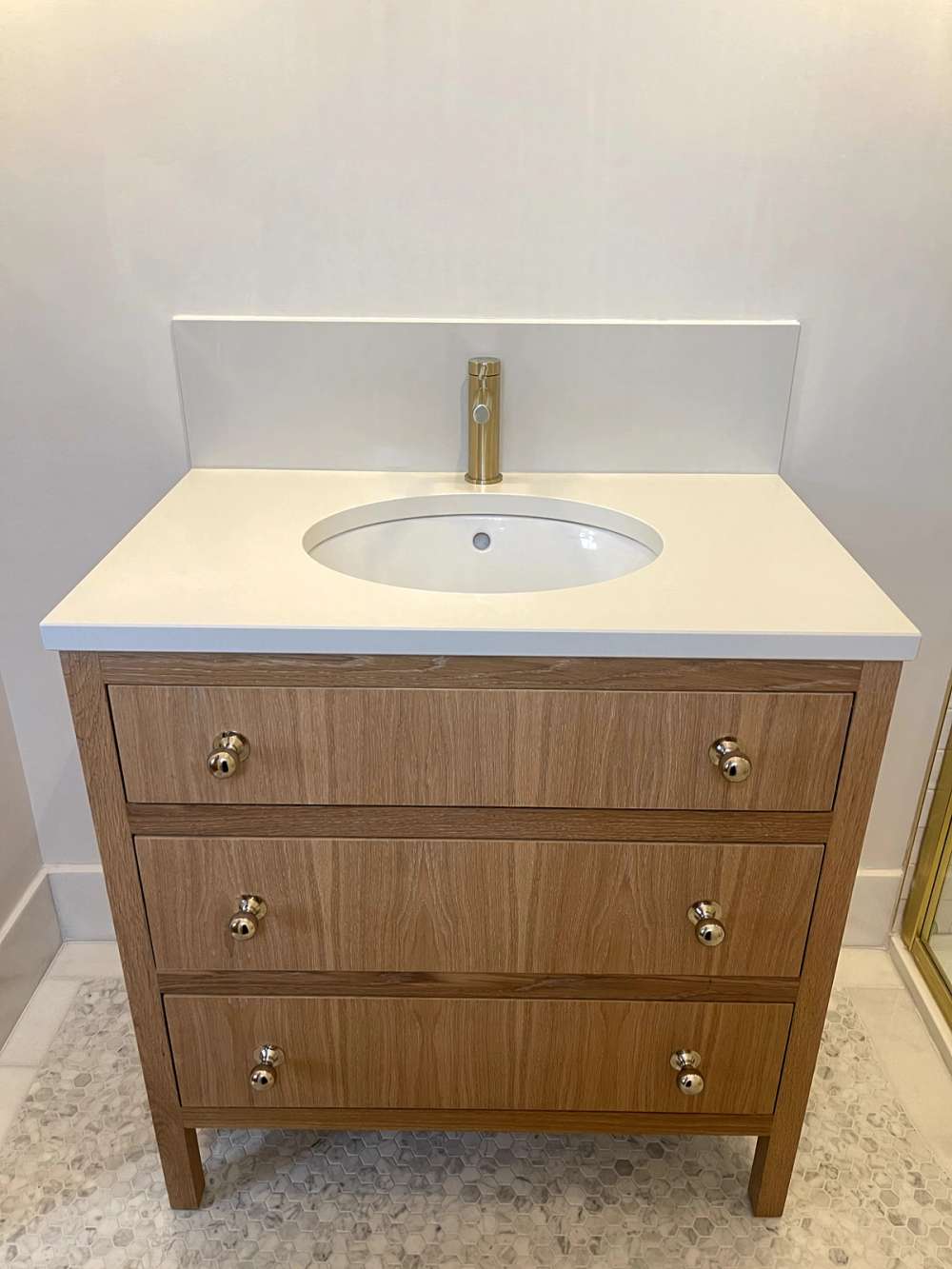 Custom Vanity Unit 80cm - Solid Oak