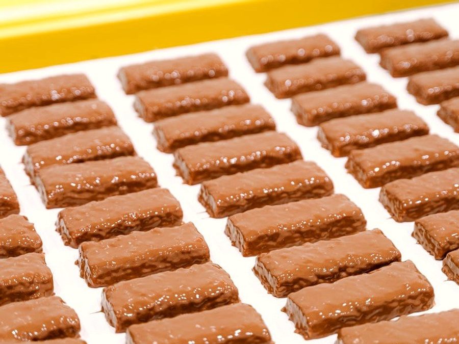 Rows of enrobed bars on the Core Craft production line