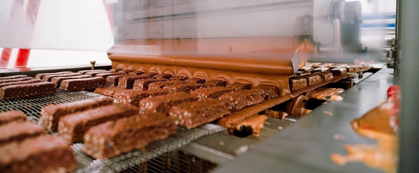 Chocolate enrobing on the Core Craft production line