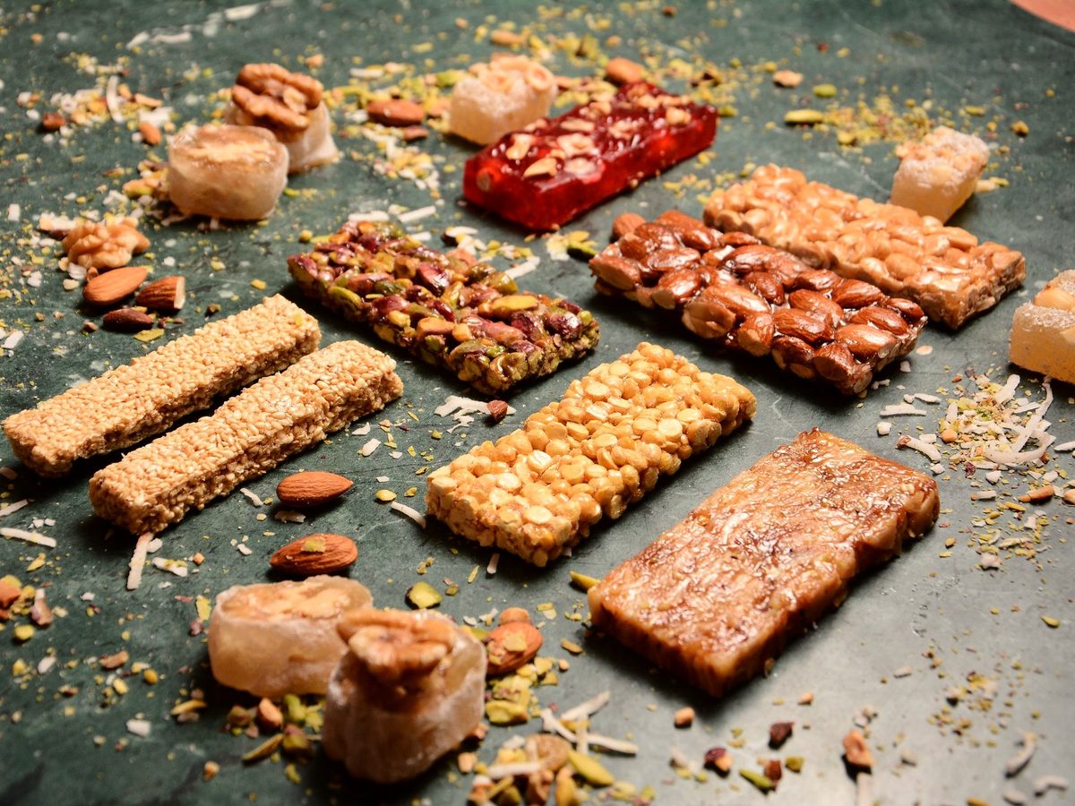 An assortment of nut, seed and fruit bars