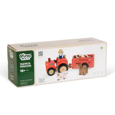 Pino Drveni traktor sa prikolicom