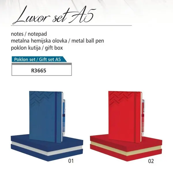 LUXOR SET A5 notes, metalna olovka, kutija