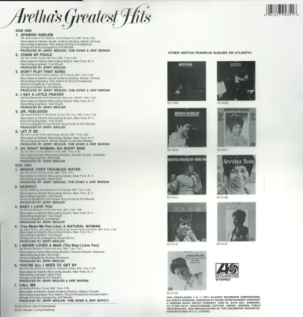 ARETHA FRANKLIN GREATEST HITS LP