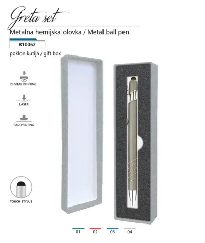 SET GRETA - METALNA HEMIJSKA OLOVKA U KUTIJI - gift