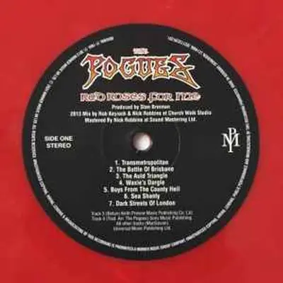 THE POGUES RED ROSES FOR ME LIMITED RED VINYL
