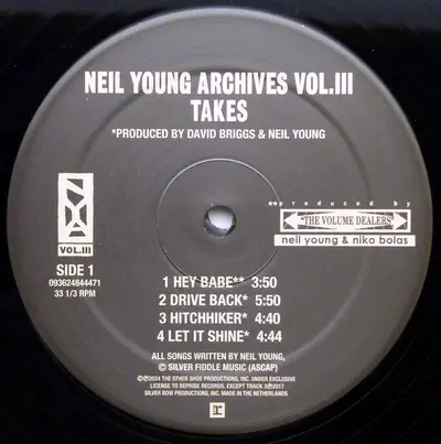NEIL YOUNG NEIL YOUNG ARCHIVES VOL III TAKES 2LP
