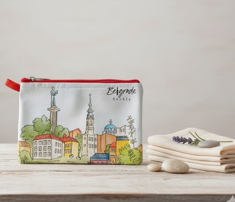 NESESER BEOGRAD I AKVAREL MANJI 18X12CM