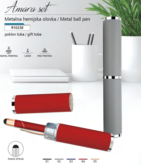 SET GLAM - METALNA HEMIJSKA OLOVKA U TUBI ROSE SILVER
