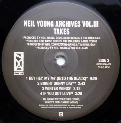 NEIL YOUNG NEIL YOUNG ARCHIVES VOL III TAKES 2LP