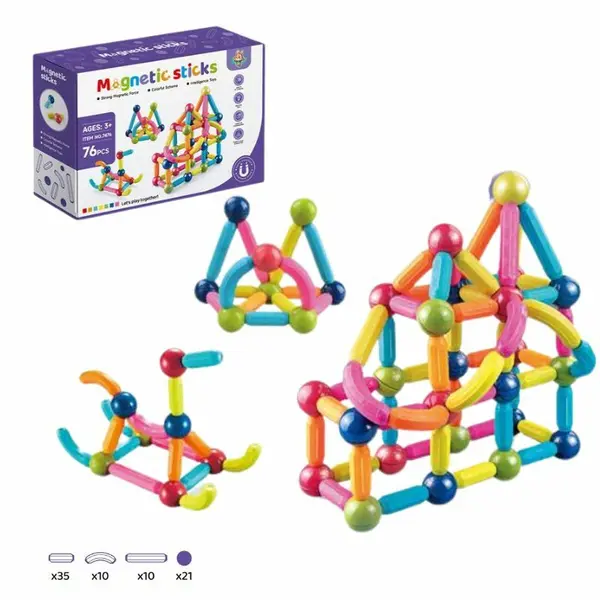 MAGNETNE KOCKE/STAPICI ZA SLAGANJE 76PCS