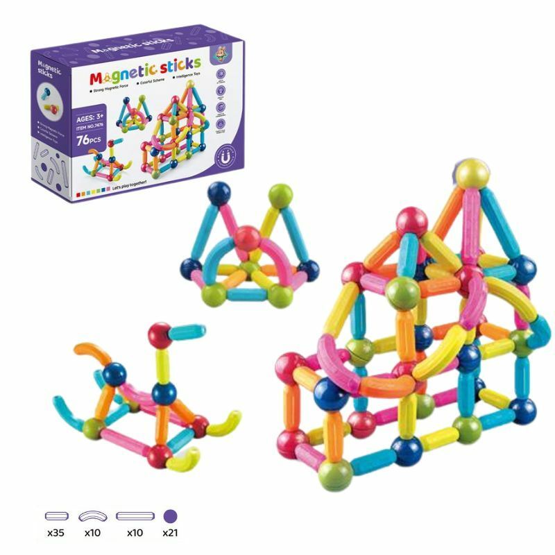 MAGNETNE KOCKE/STAPICI ZA SLAGANJE 76PCS