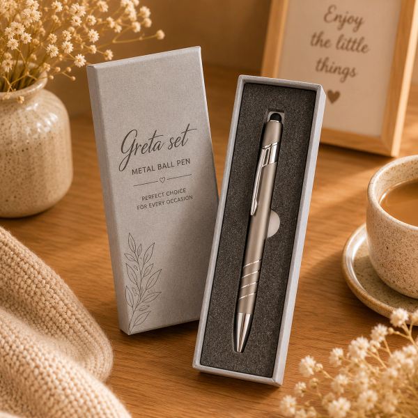 SET GRETA - METALNA HEMIJSKA OLOVKA U KUTIJI - gift