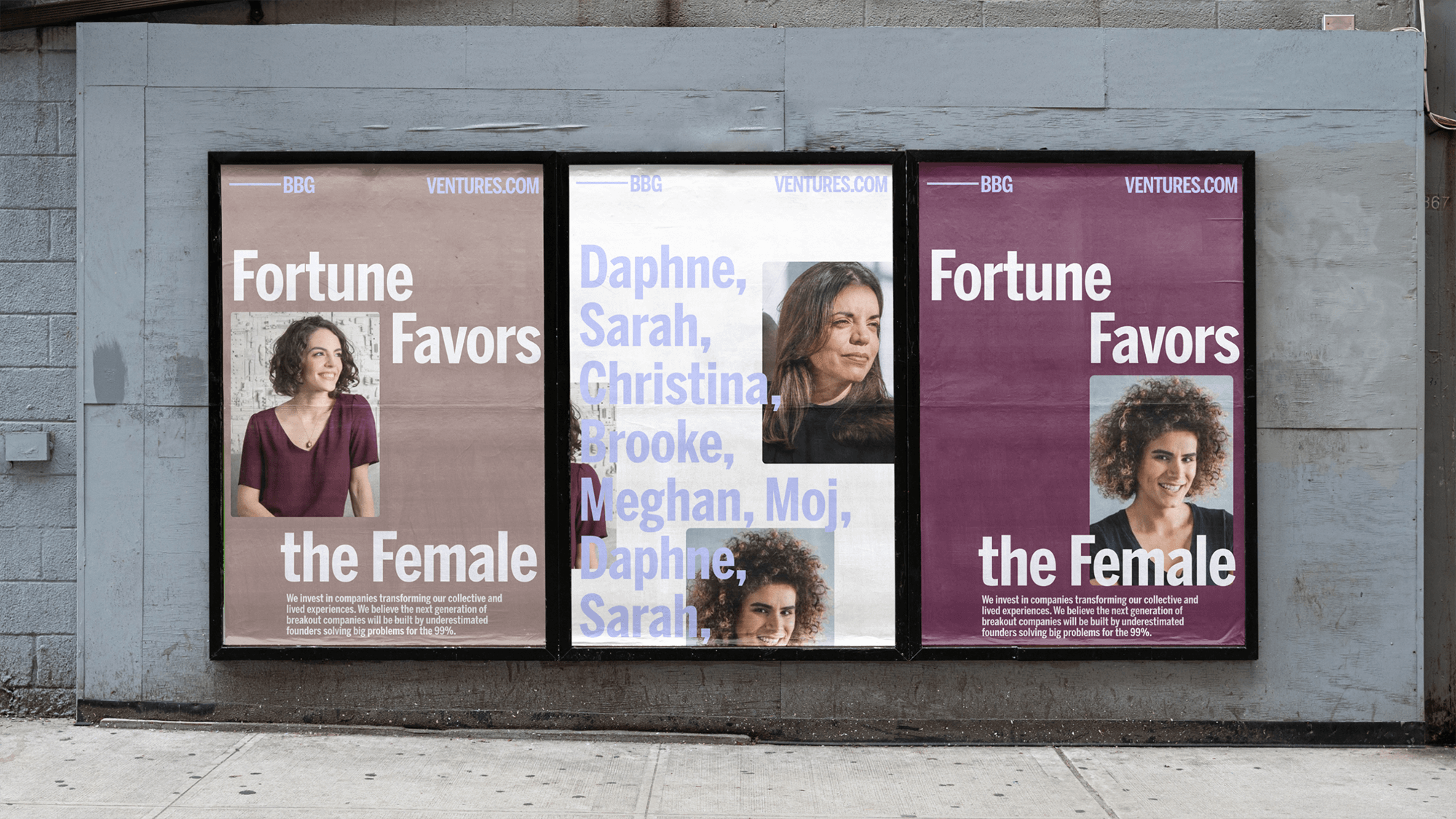 Three posters in street