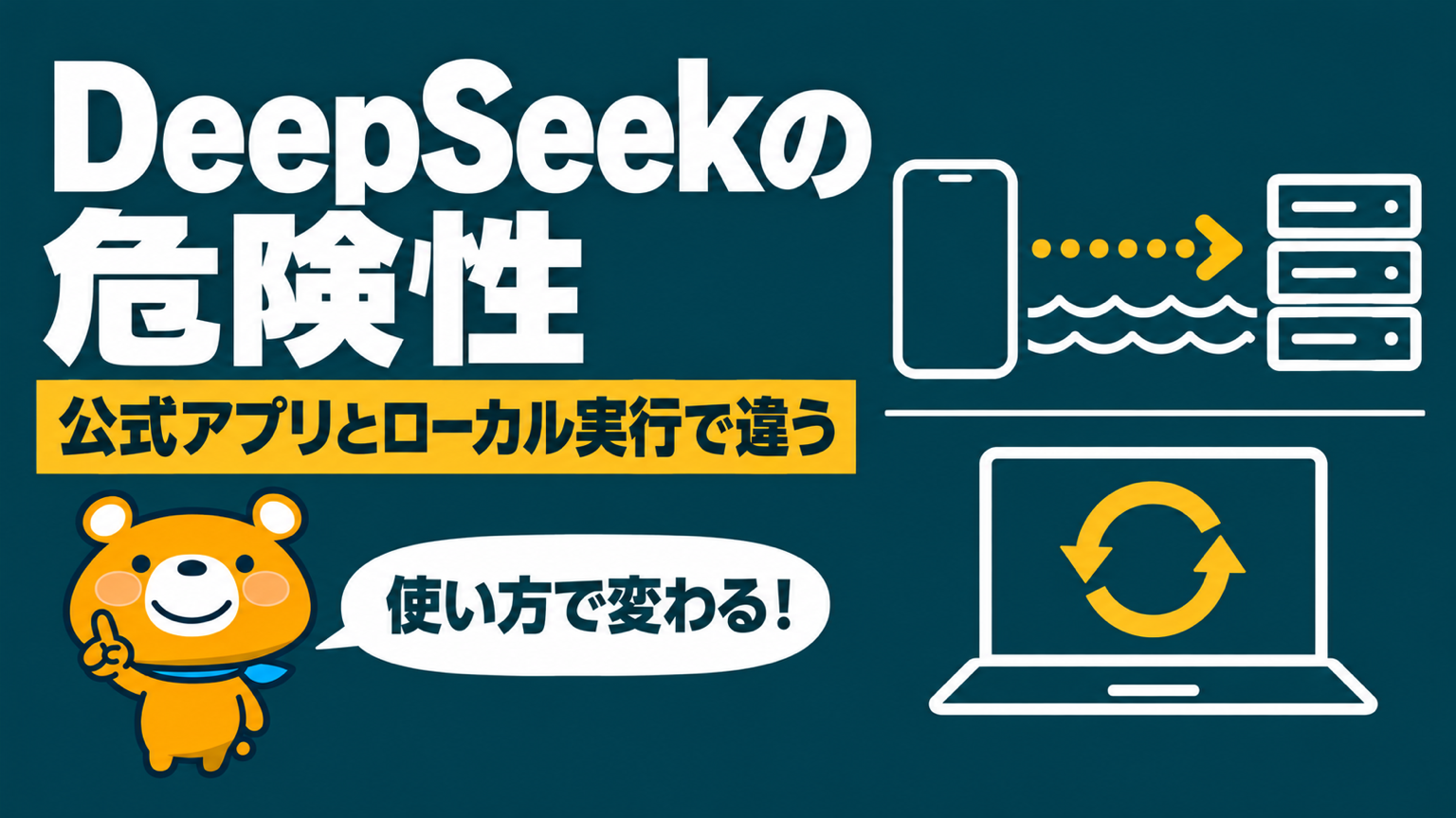 DeepSeekの危険性と安全性を使い方ごとに検証するアイキャッチ