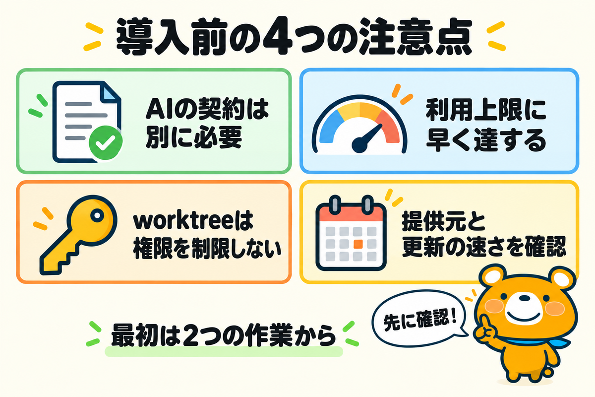 並列ツールを導入する前の4つの注意点の図解
