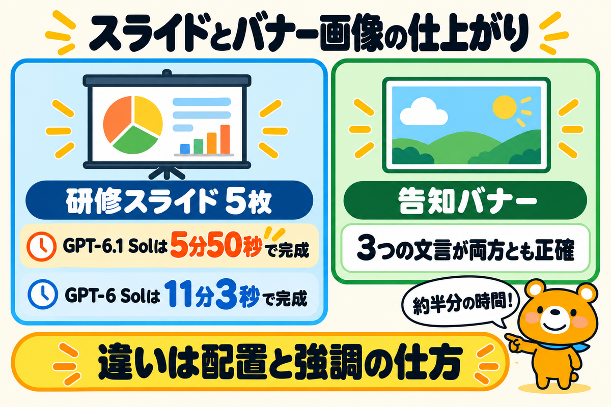 スライドとバナー画像の作成時間と仕上がりの比較