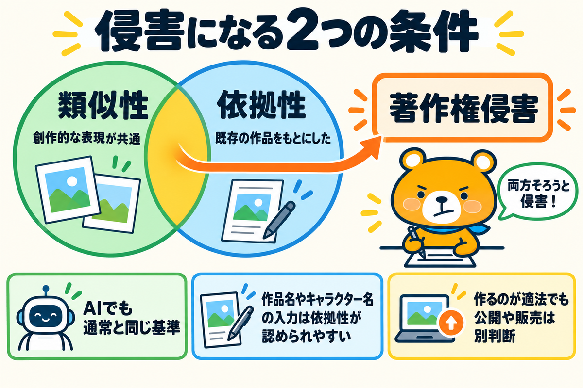 著作権侵害になる条件を示す図解