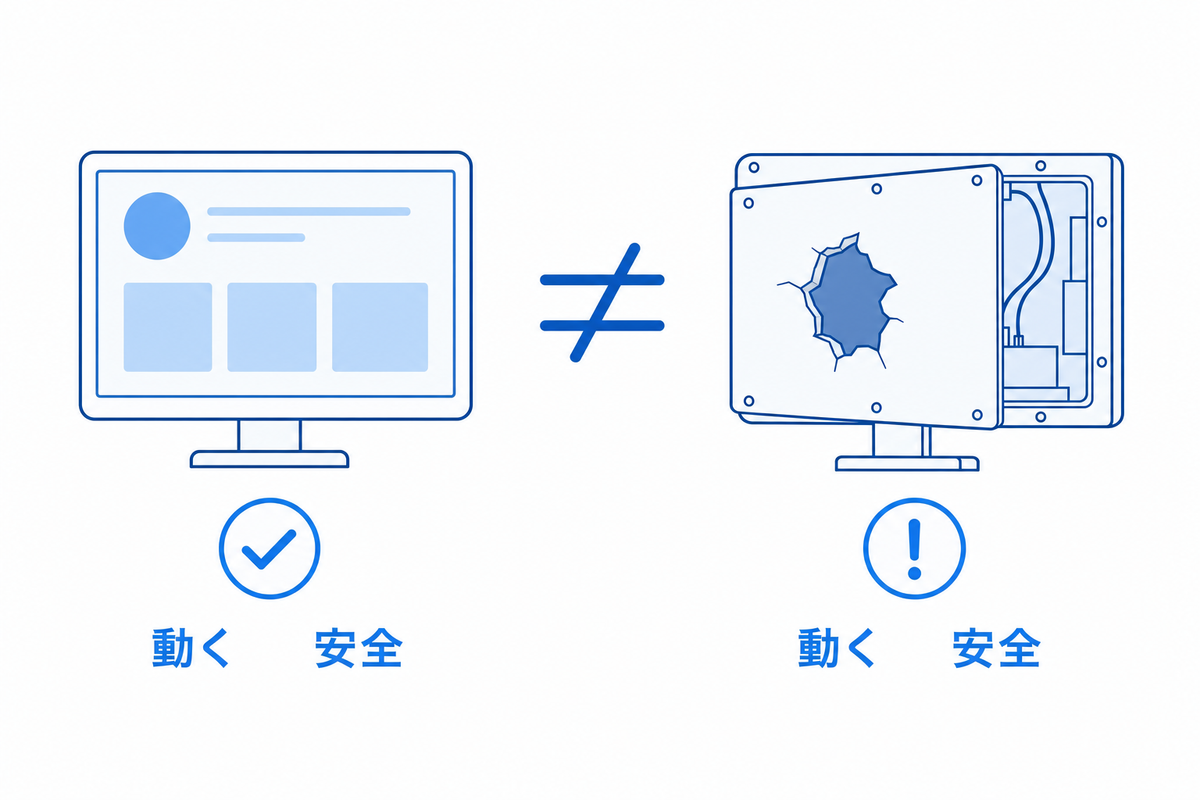 「動く」と「安全」が別物であることを示す図