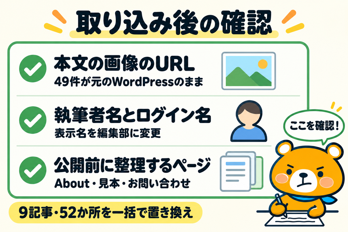EmDashへの取り込み後に確認・修正する3つの点