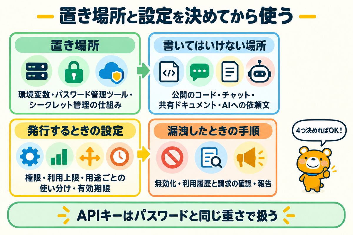 APIキーを使う前に決めておく4つのことをまとめた図解