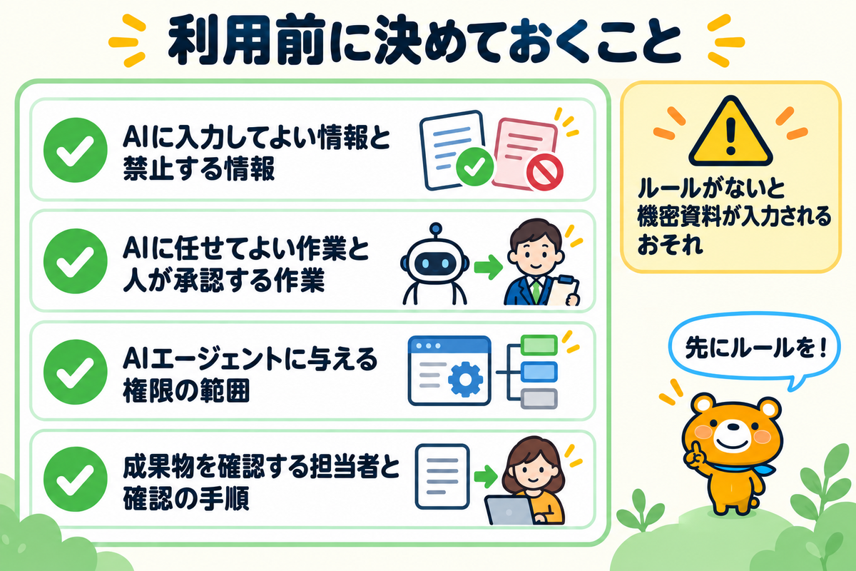 会社で使う前に決めておく4つの項目